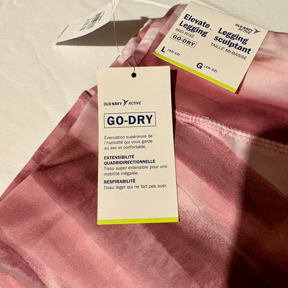 Old Navy Girls' Pink and Burgundy Watercolor Stripe Leggings Sz Large - Picture 3 of 4